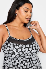 Yours Curve Black Abstract Print Tummy Control Swimdress - Image 4 of 6