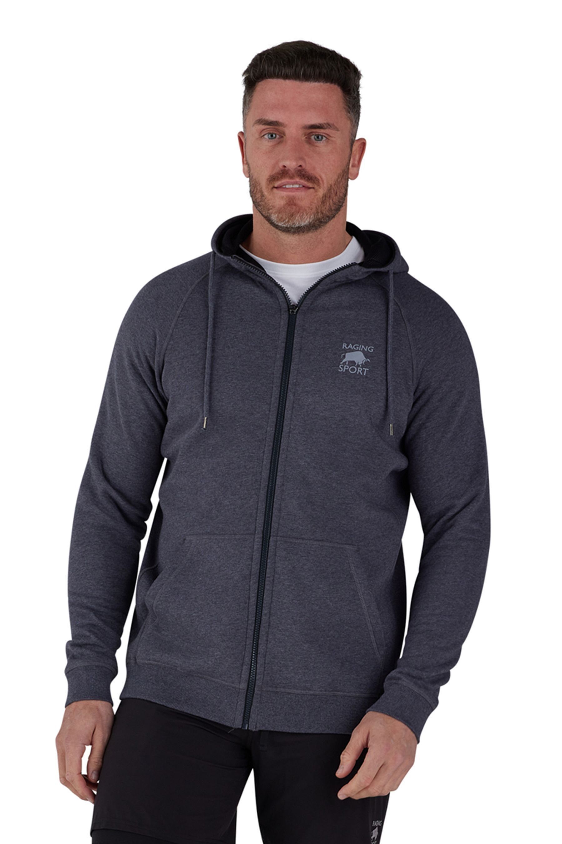 Buy Raging Bull Grey Zip Up Hoodie from Next Luxembourg
