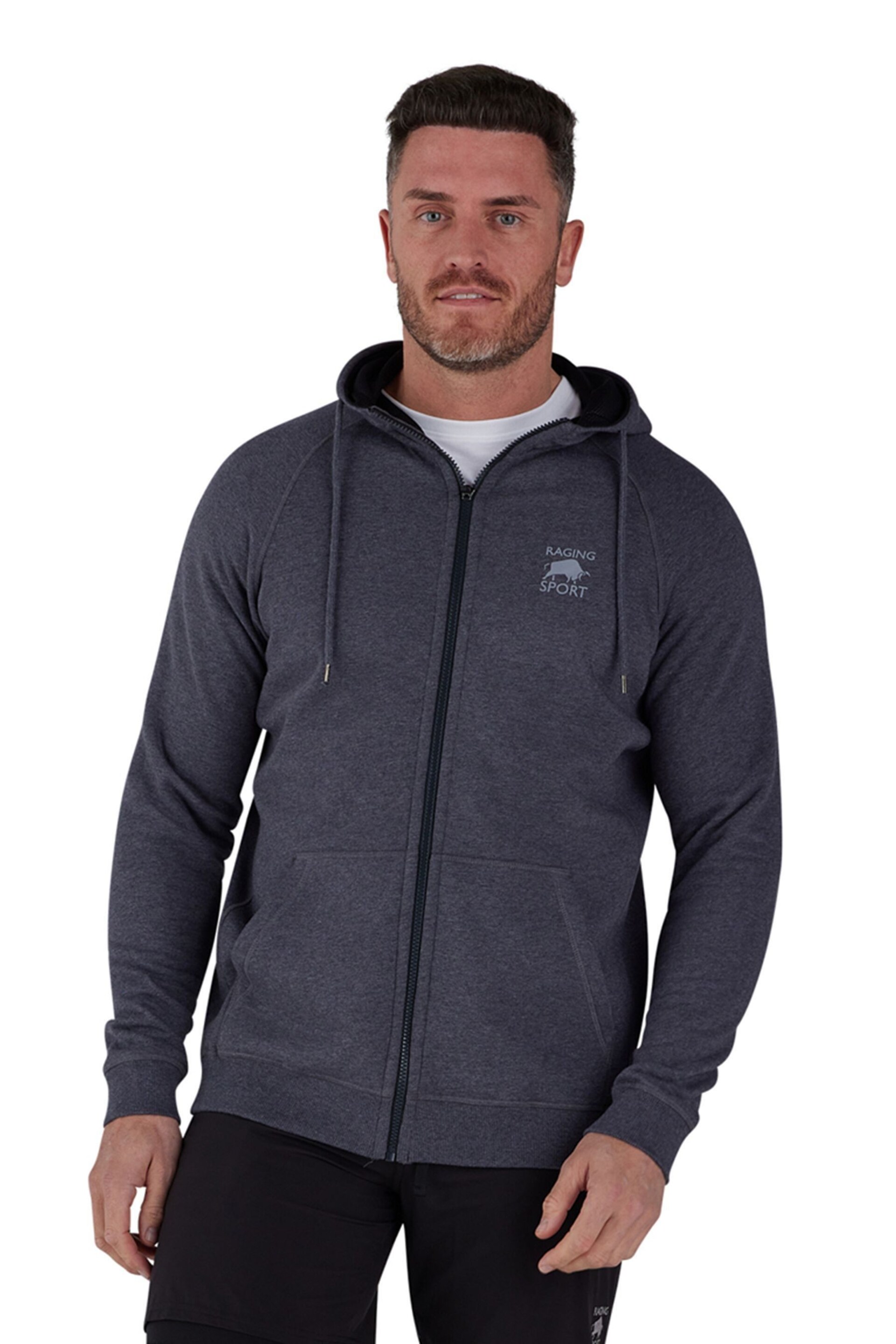 Raging Bull Grey Zip Through Hoodie - Image 1 of 7