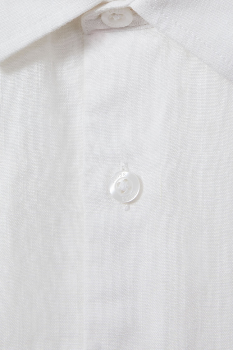 Reiss White Holiday Teen Linen Cutaway Collar Shirt - Image 4 of 4