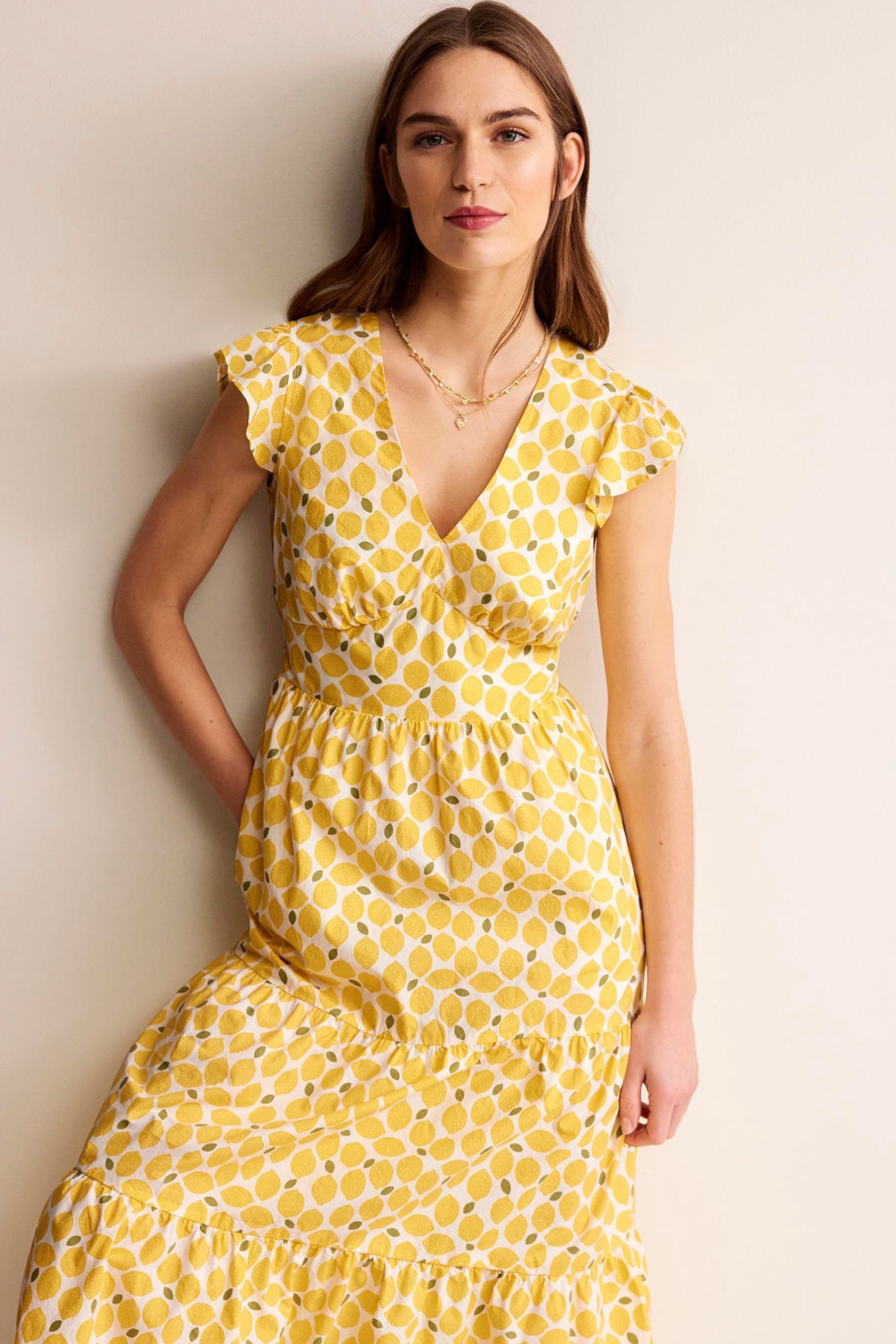 Yellow midi tea dress cheap