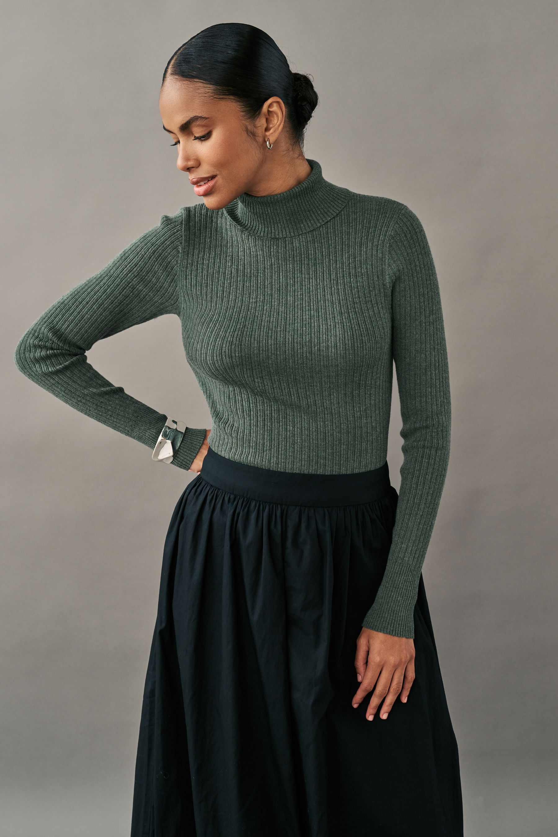 Khaki ribbed jumper new arrivals