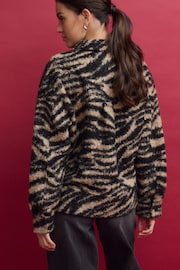 Neutral Borg Zebra Print Shacket - Image 3 of 5