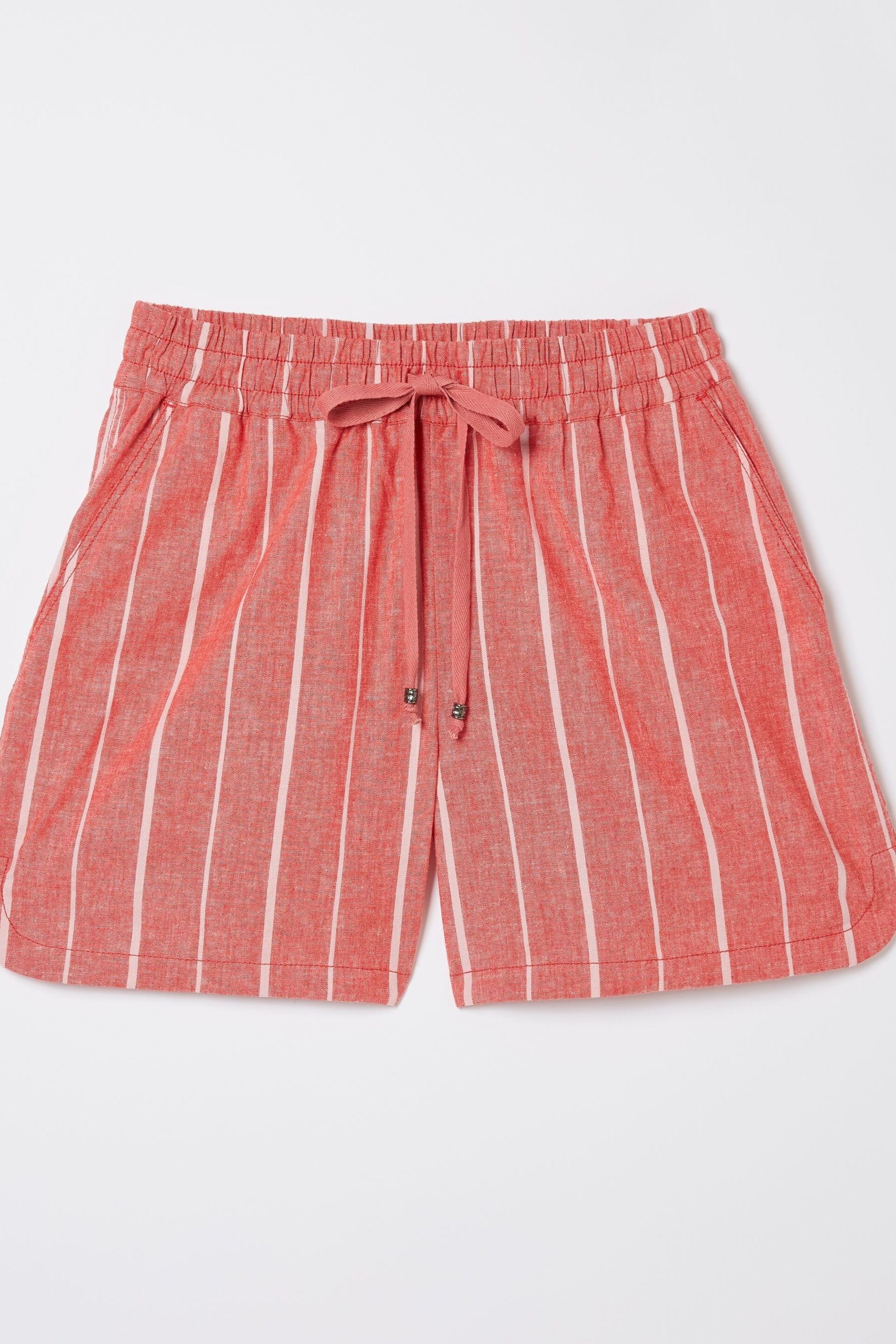 FatFace Red Tenby Linen Blend Stripe Shorts - Image 5 of 5