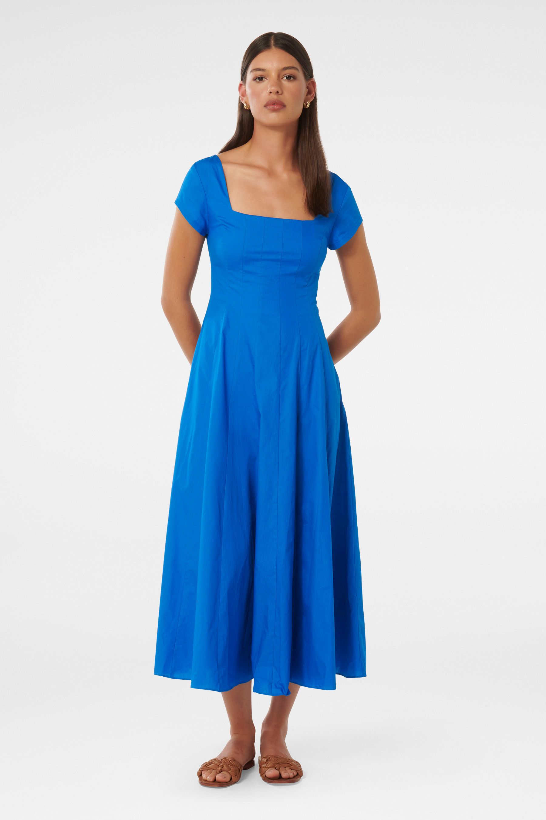 Buy Forever New Blue Raleigh Cap Sleeves Midi Dress from the Next UK online shop