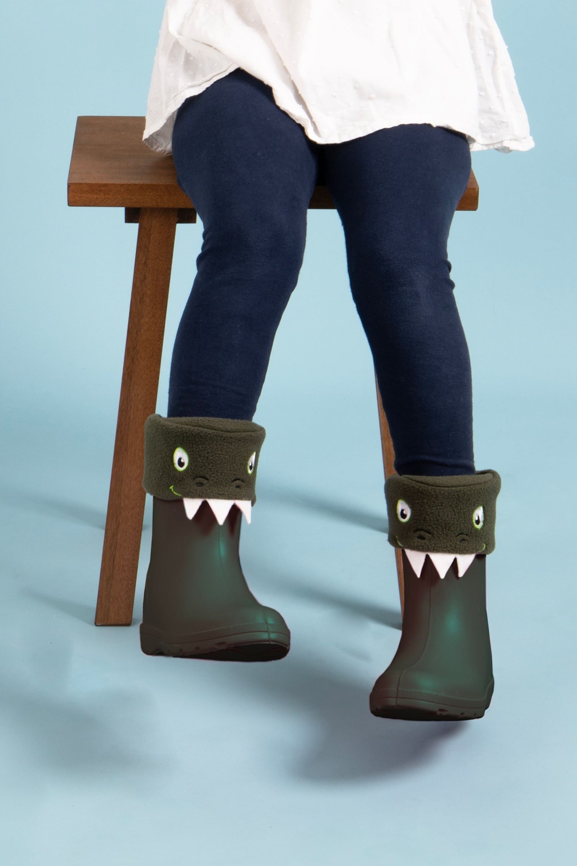 Totes Green Childrens Dinosaur Welly Liner Socks - Image 1 of 5