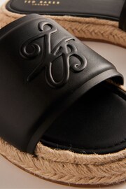 Ted Baker Black Portiya Flat Espadrilles Sandals With Signature Logo - Image 4 of 5