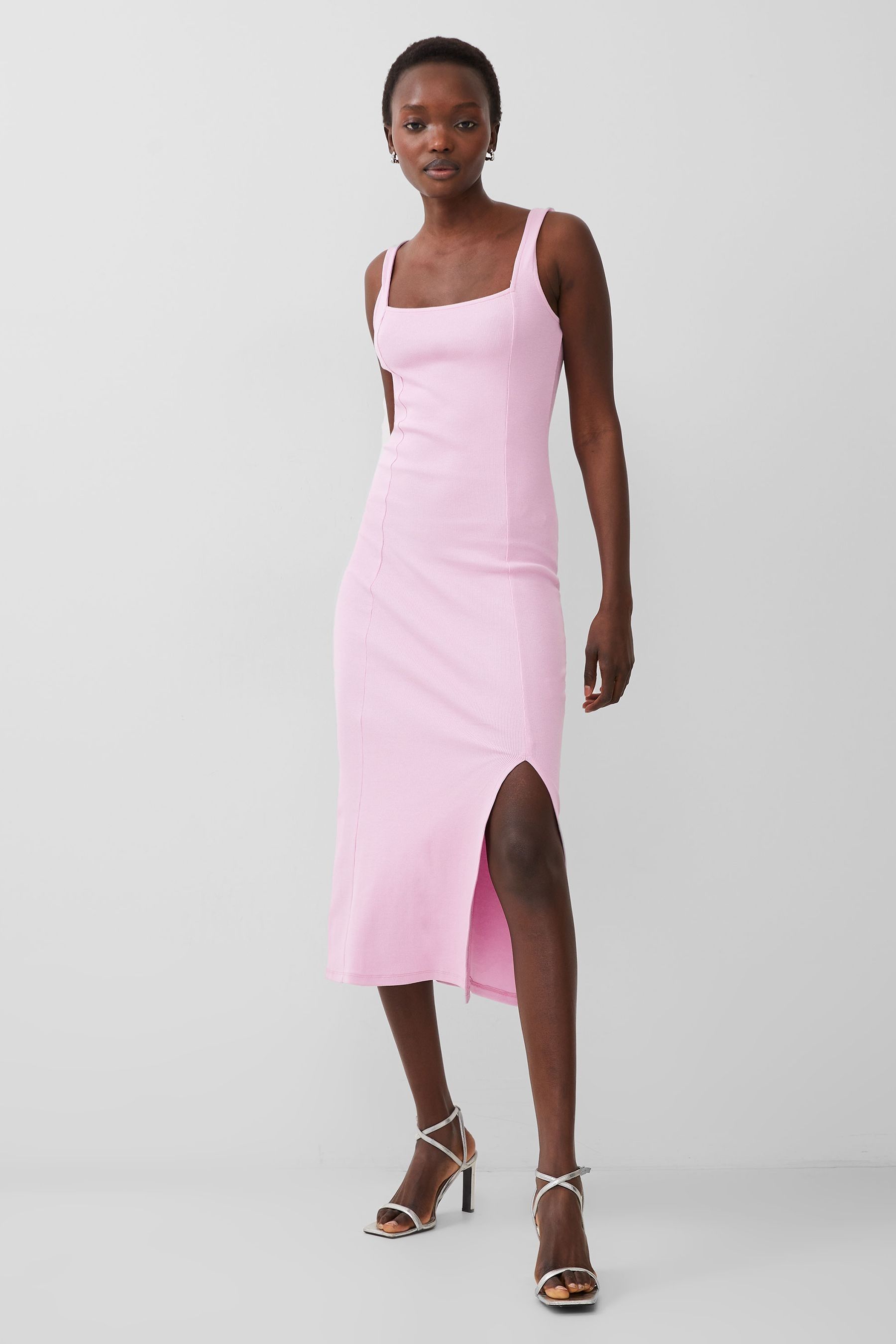 Buy French Connection Pink Rib Rassia Square Neck Dress from the Next UK online shop