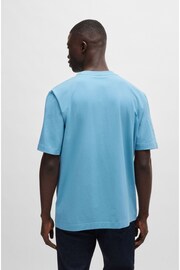 BOSS Blue Relaxed-Fit T-Shirt in Stretch Cotton With Logo Print - Image 4 of 5