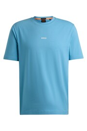 BOSS Blue Relaxed-Fit T-Shirt in Stretch Cotton With Logo Print - Image 5 of 5