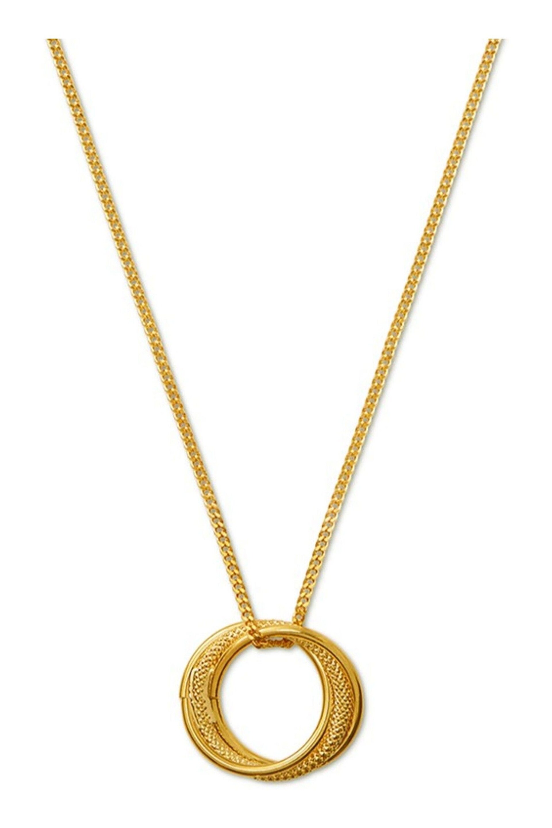 Orelia London 18k Gold Plating Textured Interlocking Open Circle 18" Necklace - Image 2 of 2