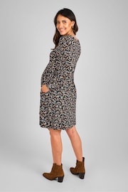 JoJo Maman Bébé Black Maternity Floral Buttoned Through Dress - Image 2 of 4