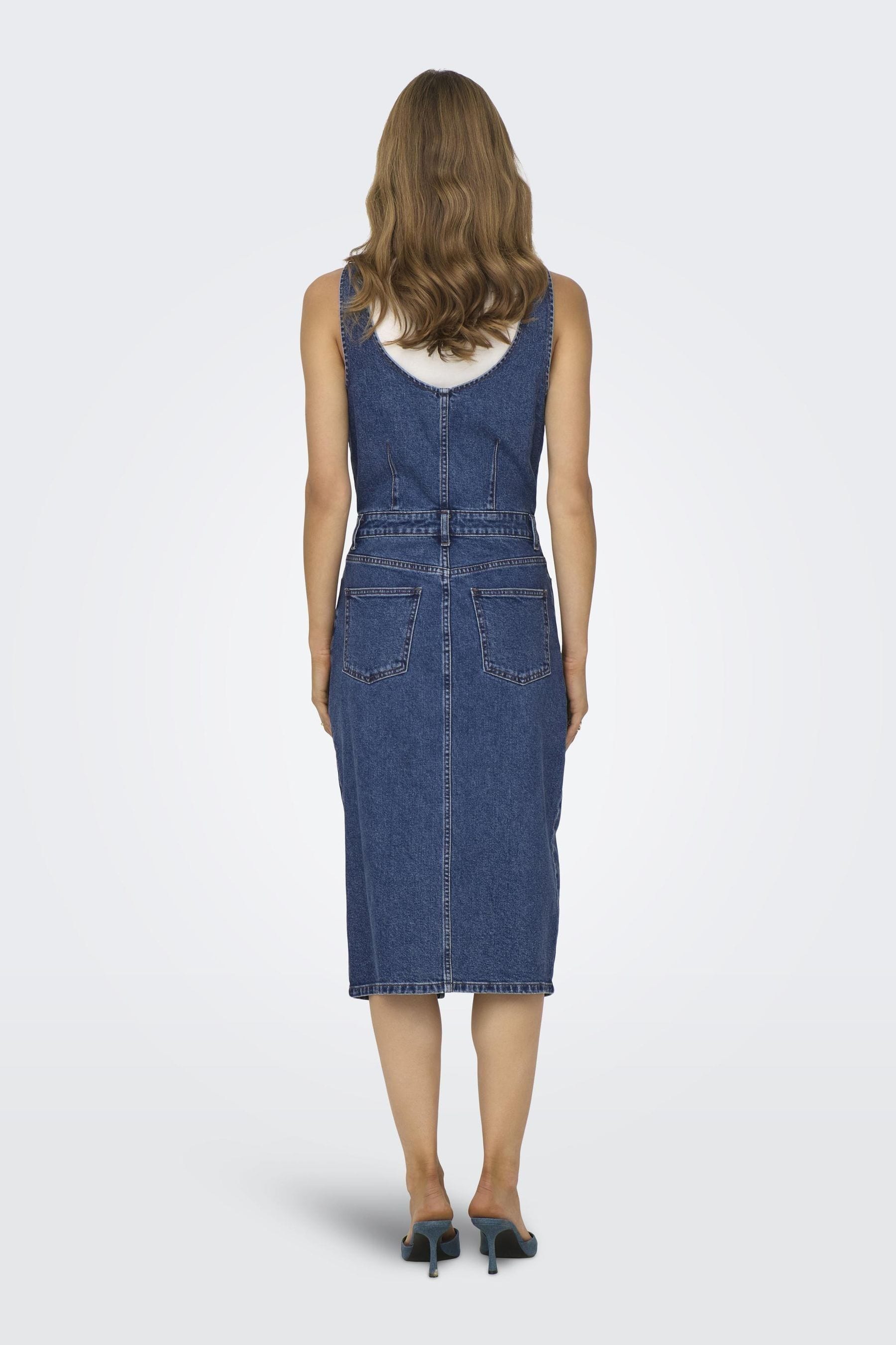 Buy ONLY Blue Denim Button Up Cami Midi Dress from Next Luxembourg