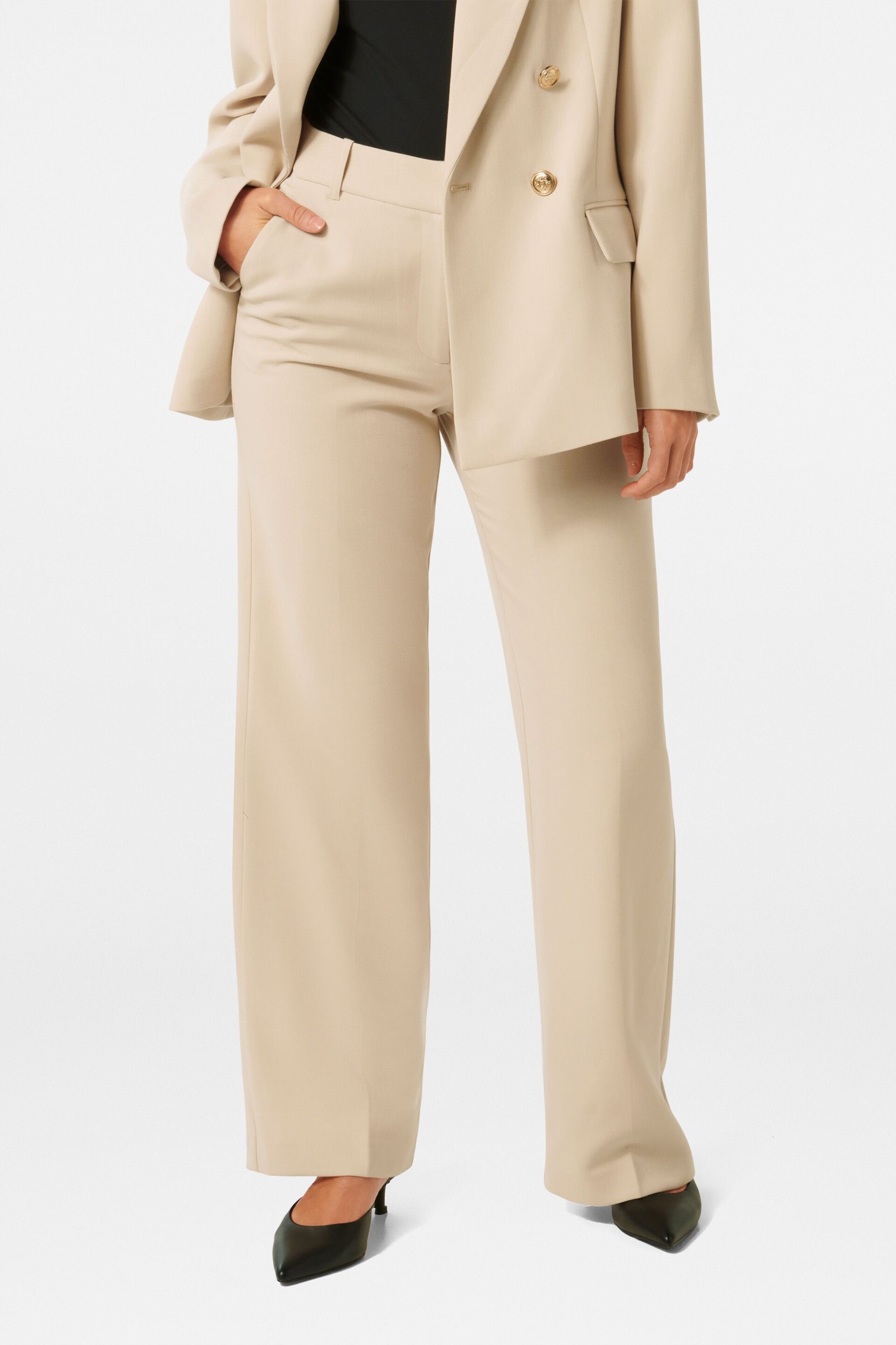 Forever New Cream Ava Petite Straight Leg Trousers - Image 1 of 5