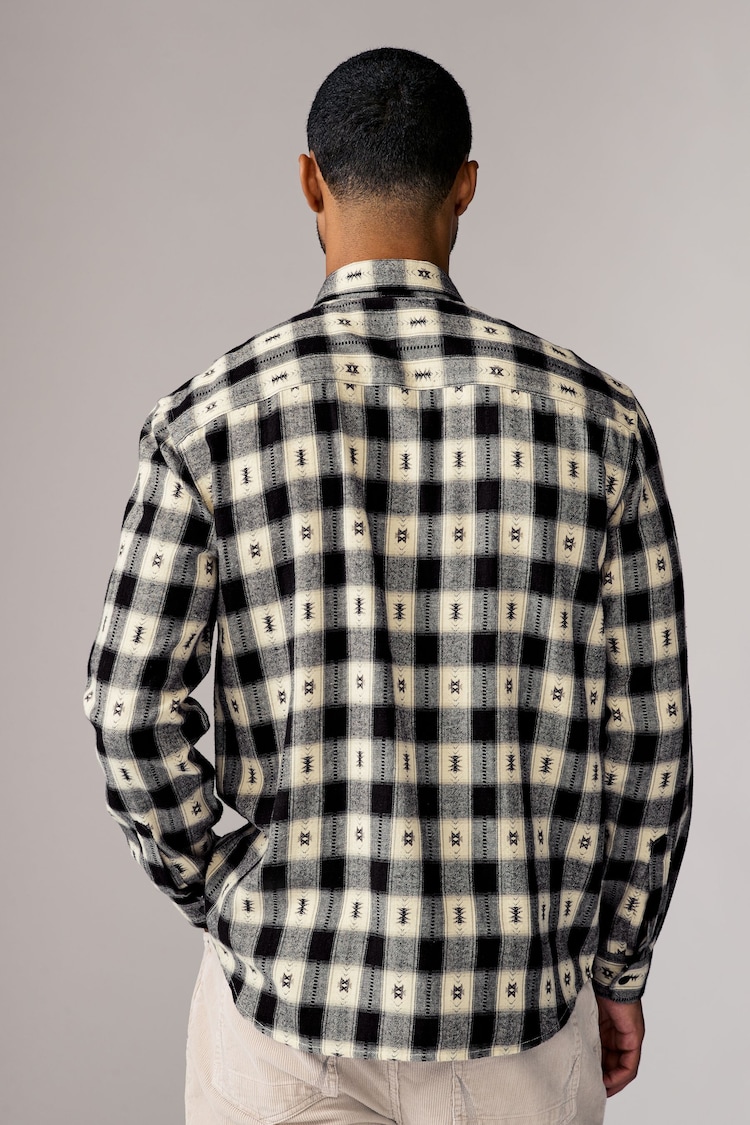 Black/White Aztec Check Long Sleeve Shirt - Image 2 of 8