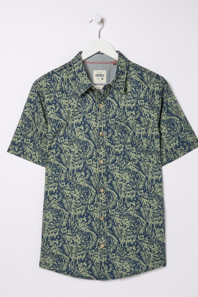 FatFace Green Short Sleeve Jungle Print Shirt - Image 5 of 5