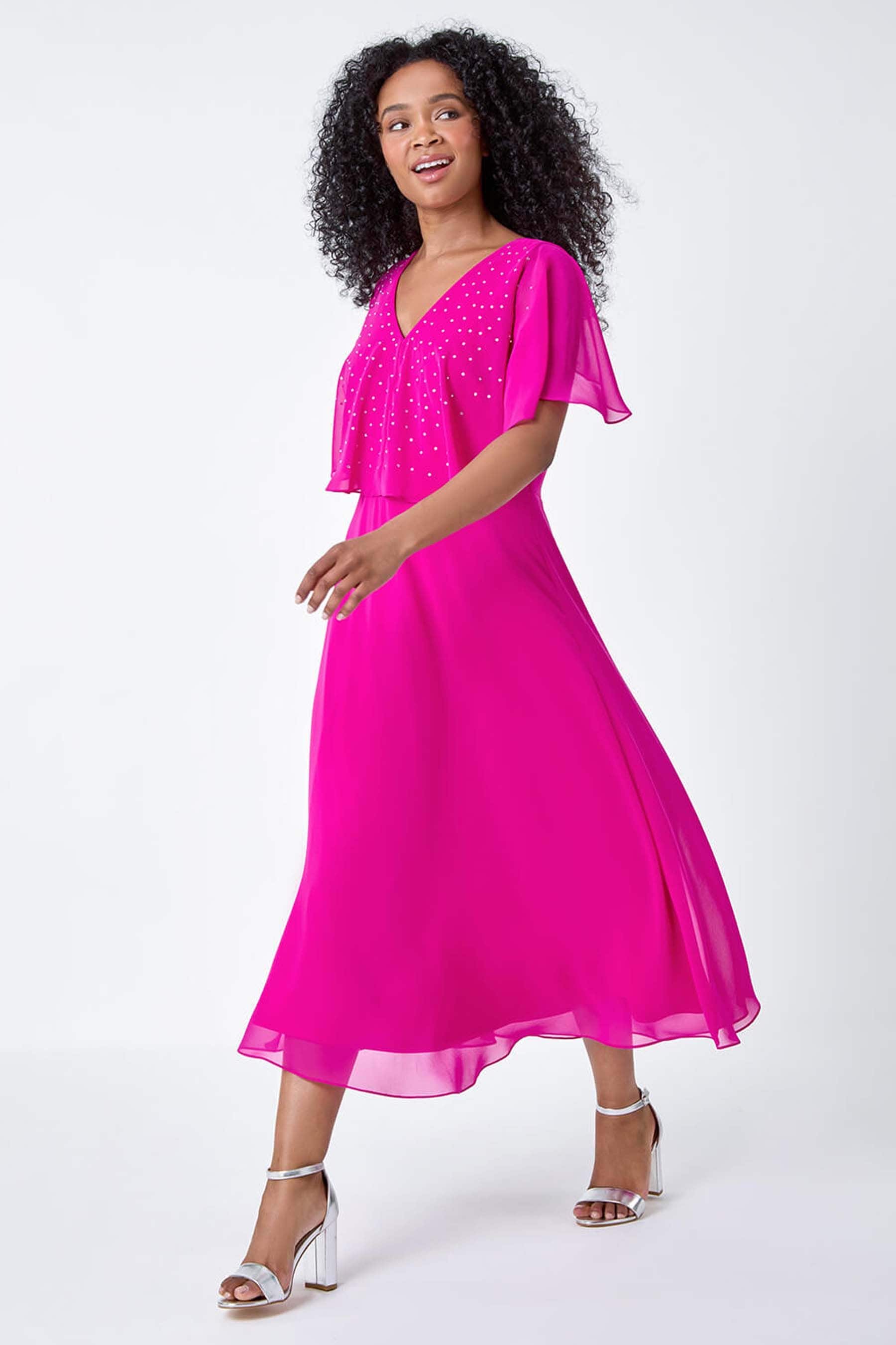 Buy Roman Pink Embellished Midi Cape Dress from the Next UK online shop