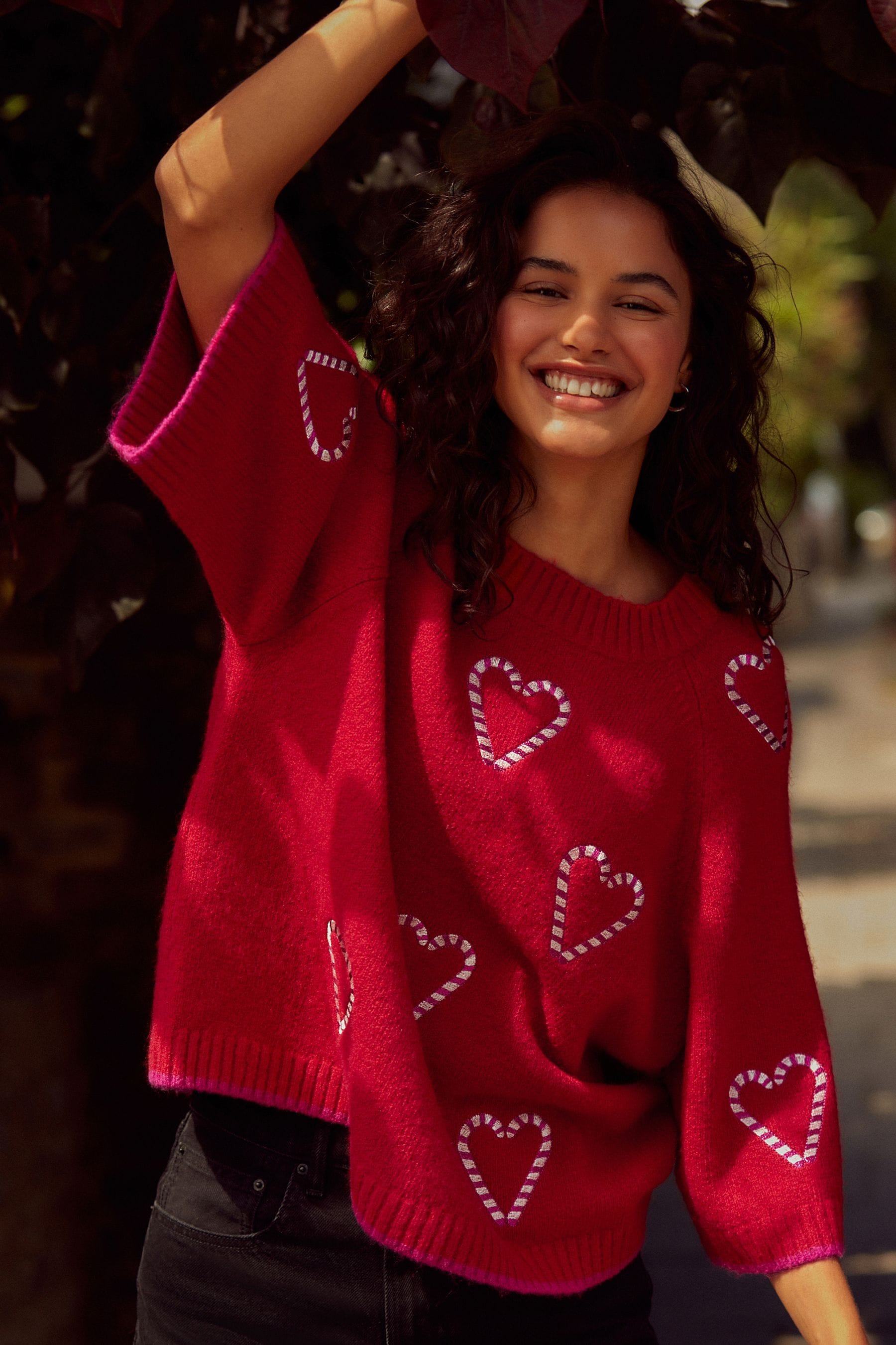 Red sweater with hearts sale