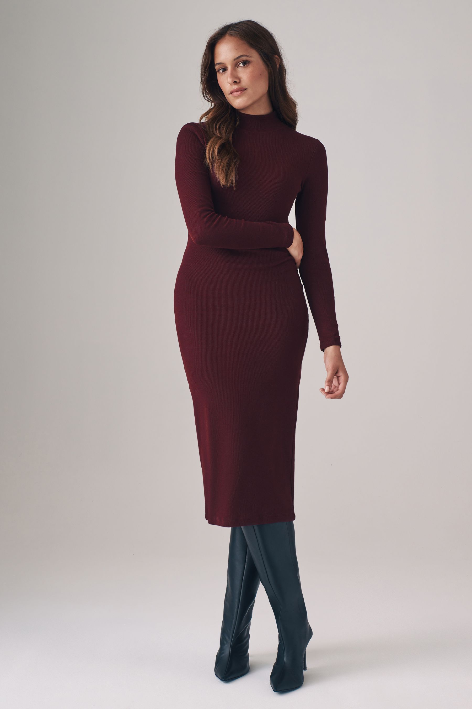 Polo neck long sleeve dress deals