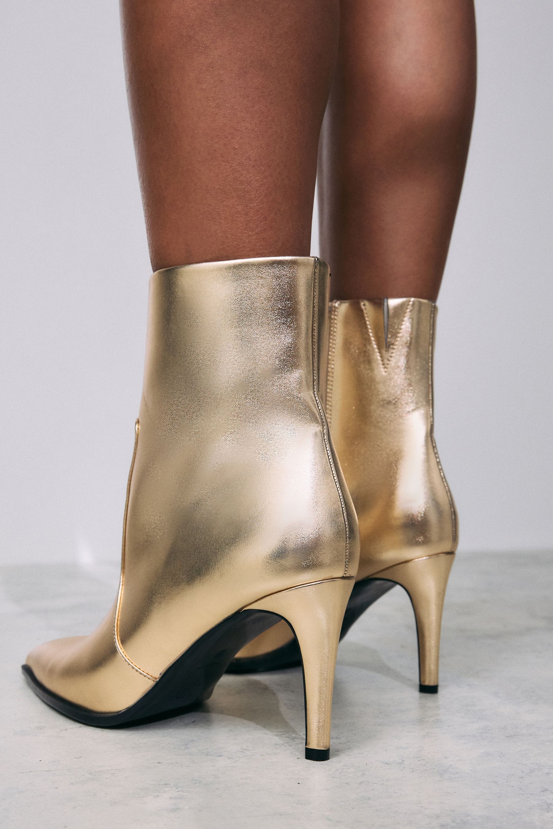Gold Forever Comfort Skinny Heeled Ankle Boots