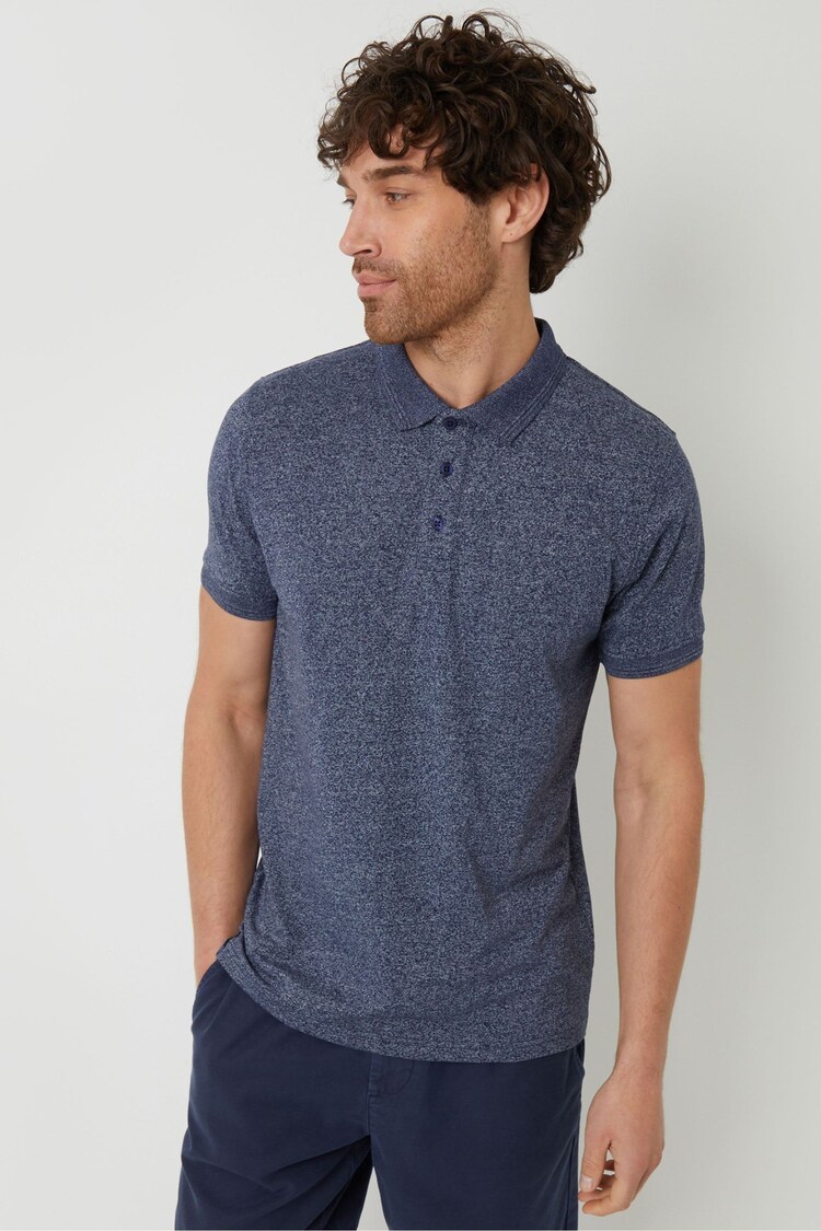 Threadbare Blue Cotton Jersey Grindle Polo Shirt - Image 1 of 4