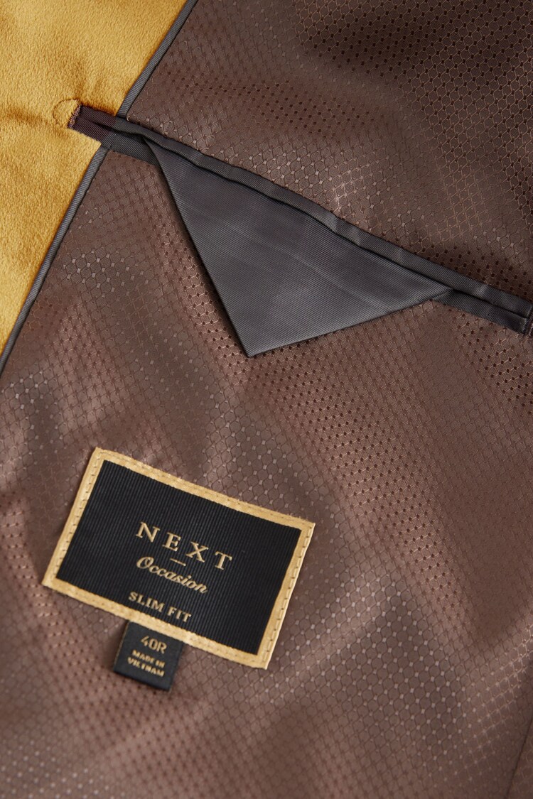 Buy Gold Slim Fit Self Lapel Velvet Blazer from the Next UK online shop