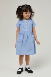 Trutex Blue Gingham 2 Pack Button Front School Summer Dress - Image 1 of 5