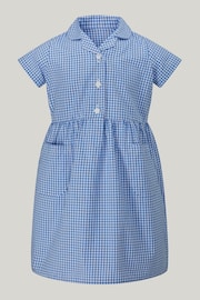 Trutex Blue Gingham 2 Pack Button Front School Summer Dress - Image 3 of 5