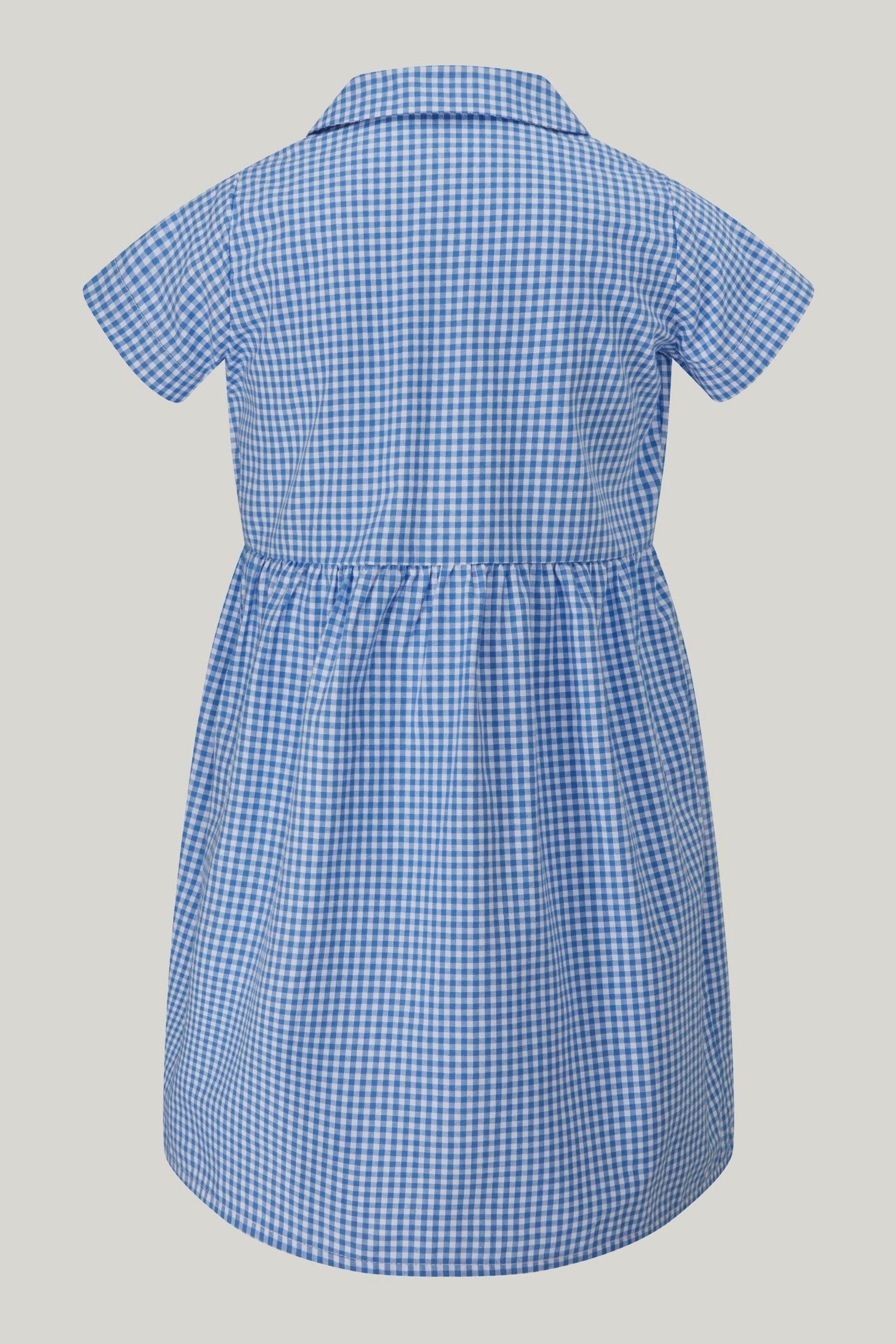 Trutex Blue Gingham 2 Pack Button Front School Summer Dress - Image 4 of 5