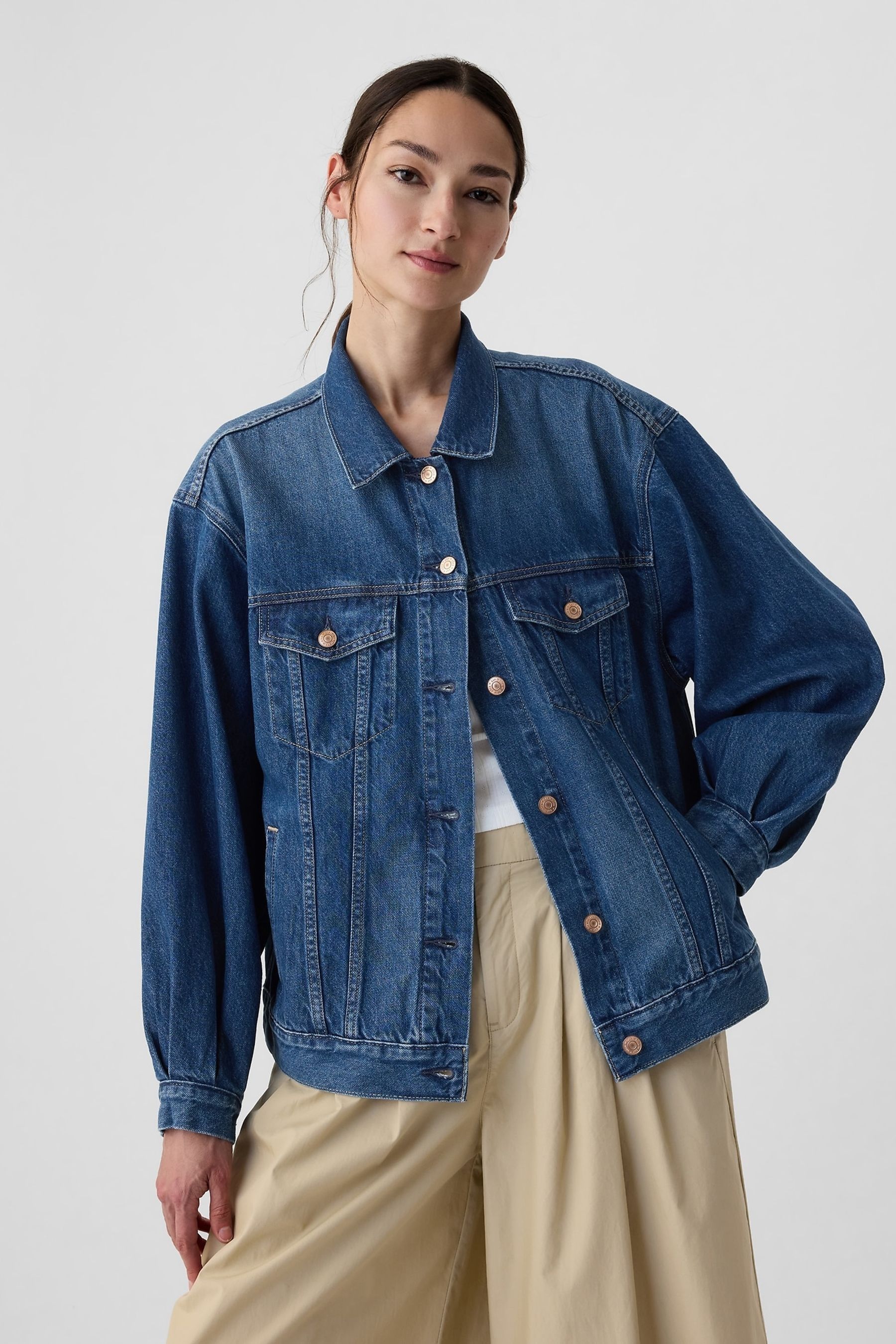 Buy Gap Blue DOEN Oversized Icon Denim Jacket from Next Luxembourg
