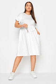 Yours Curve White Frill Sleeve Smock Tunic - Image 1 of 5