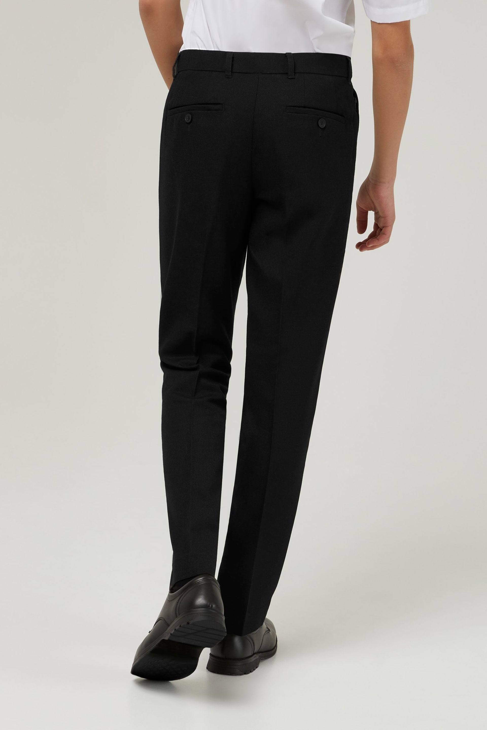 Trutex Longer Length Slim Leg Senior Boys Black School Trousers - Image 2 of 6