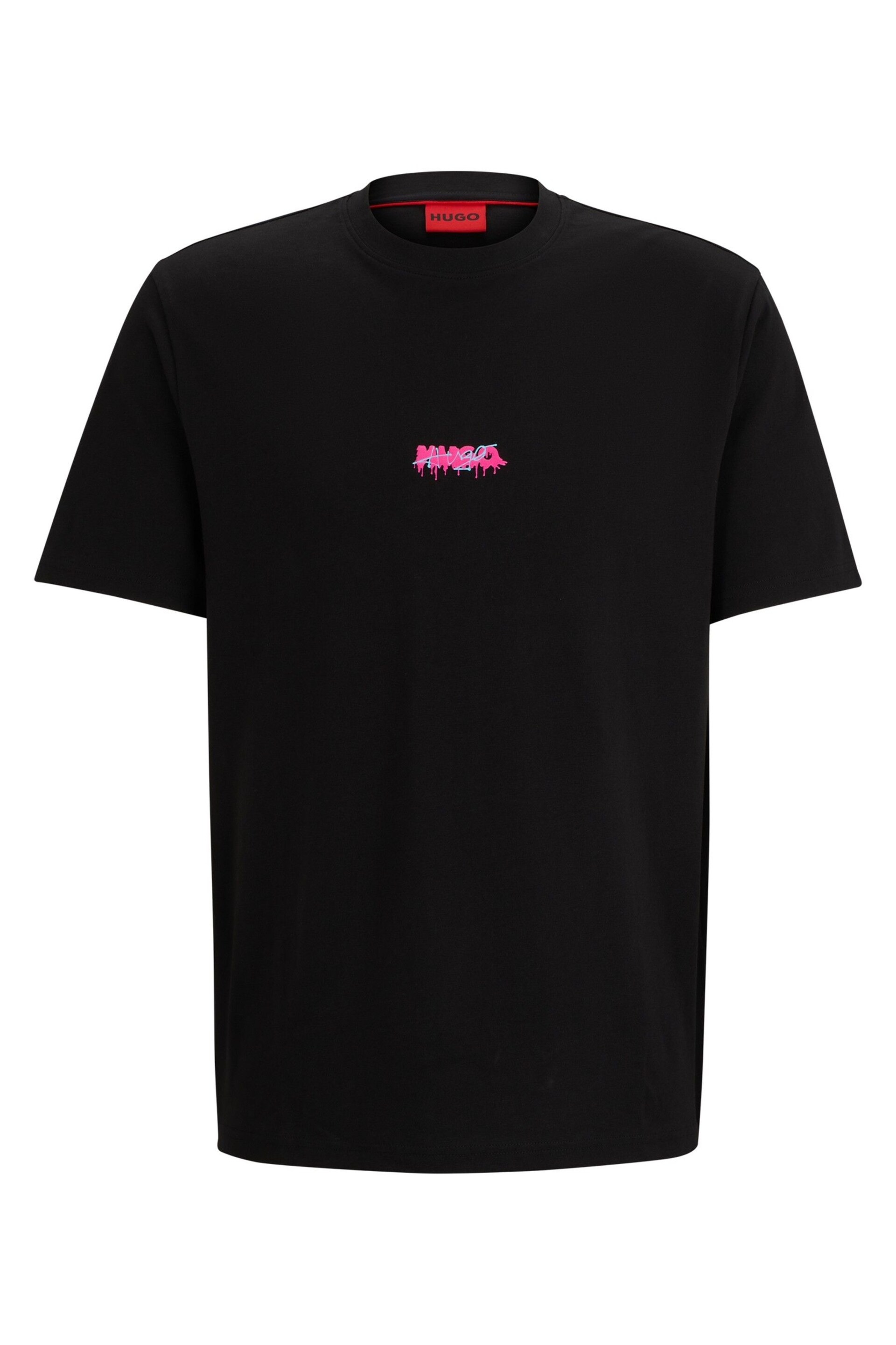HUGO Cotton-Jersey Relaxed-Fit T-Shirt With Double Logo - Image 5 of 5