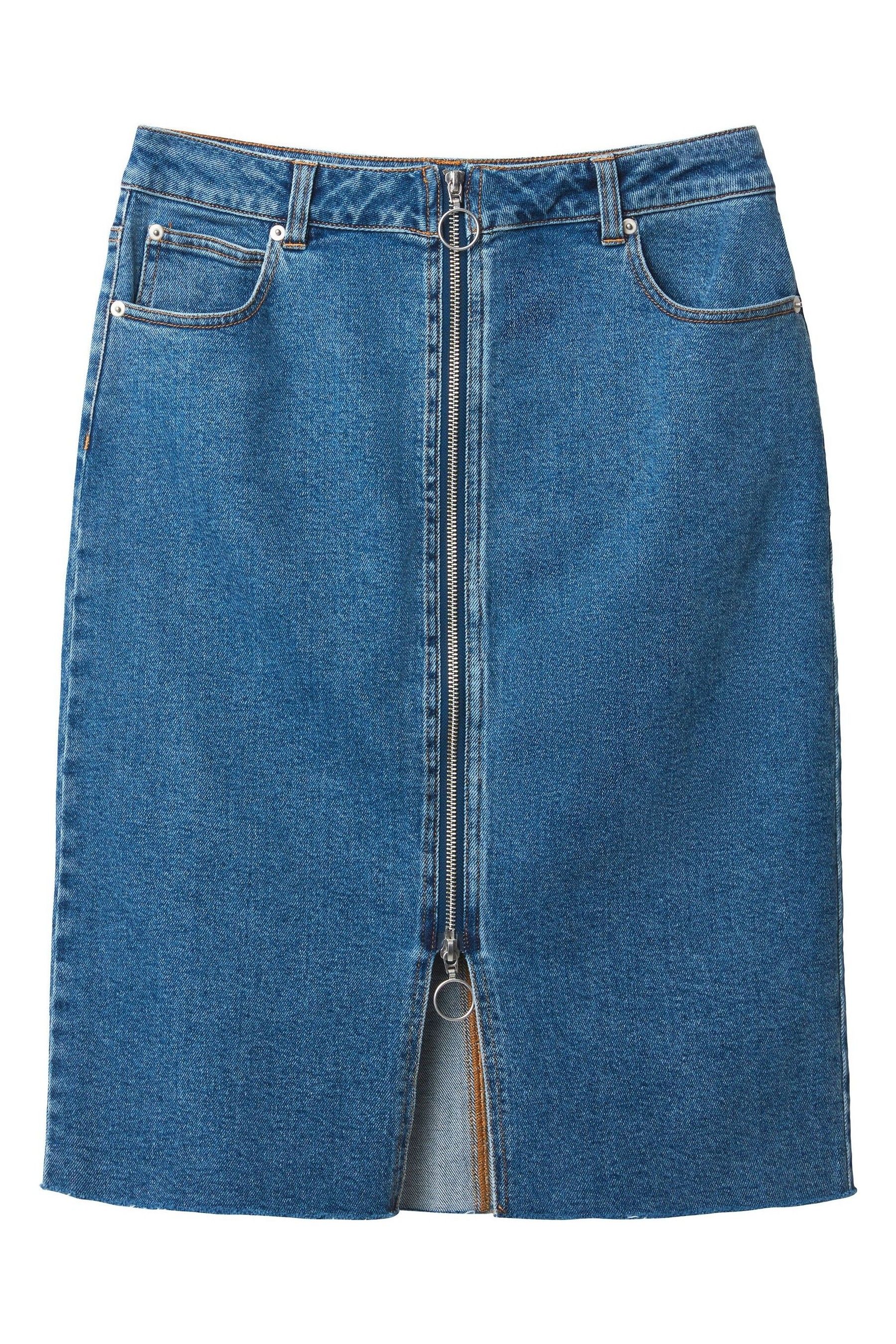 Zip front denim skirt outlet