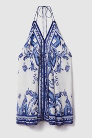 Reiss Blue Harriet Printed Tie Waist Mini Dress - Image 2 of 6