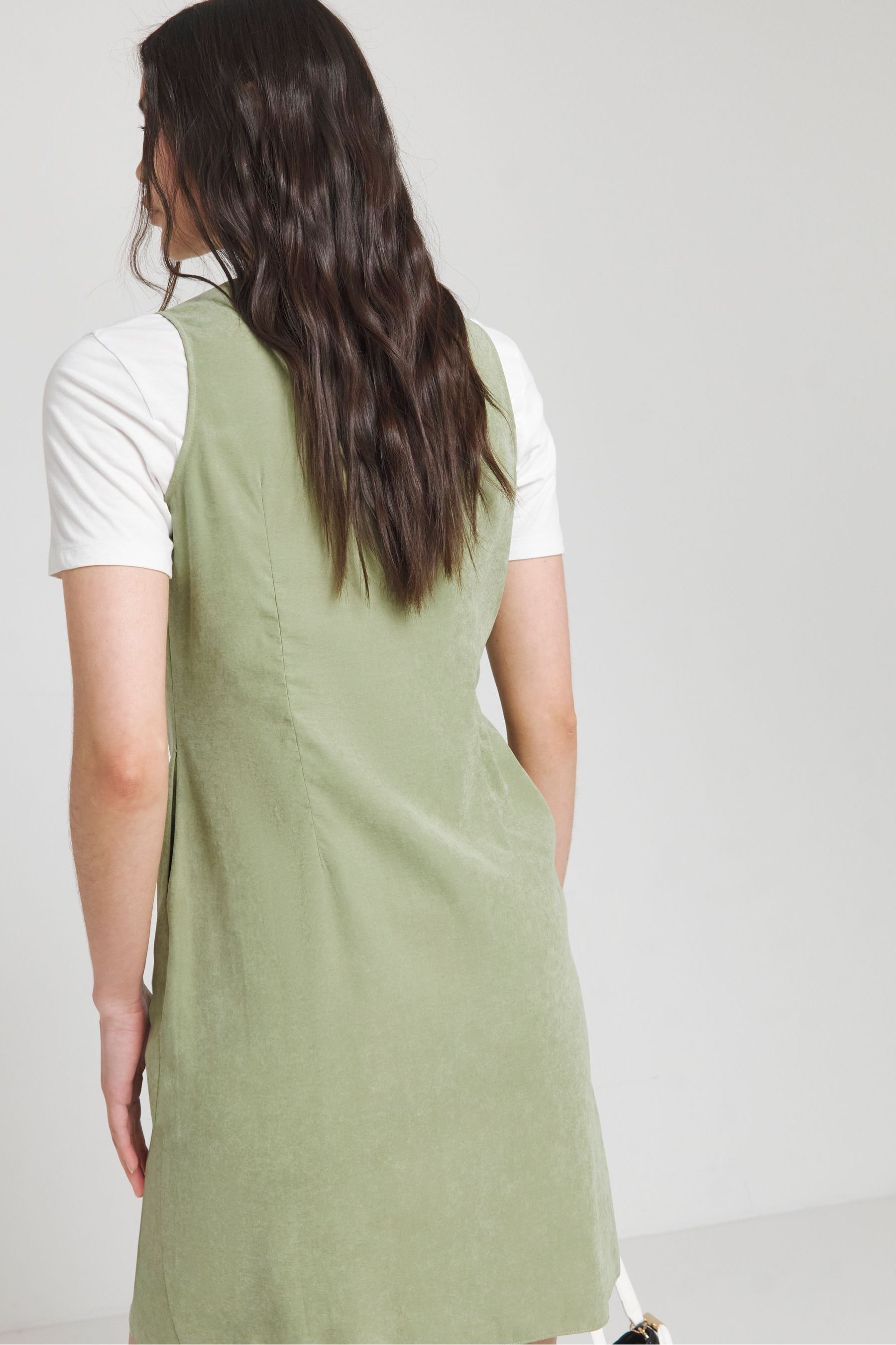 Buy Simply Be Green Microfibre Pinafore Dress from Next Luxembourg