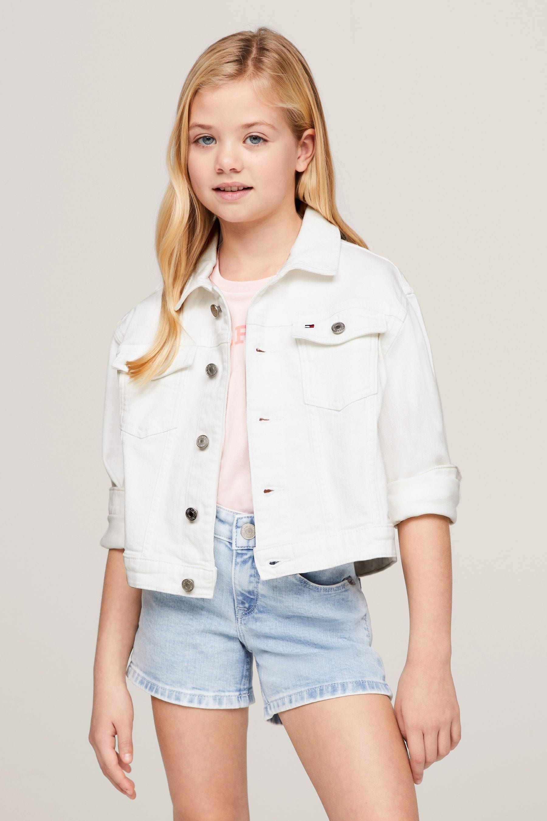 Tommy Hilfiger White Denim Trucker Jacket 16 Yrs Girls
