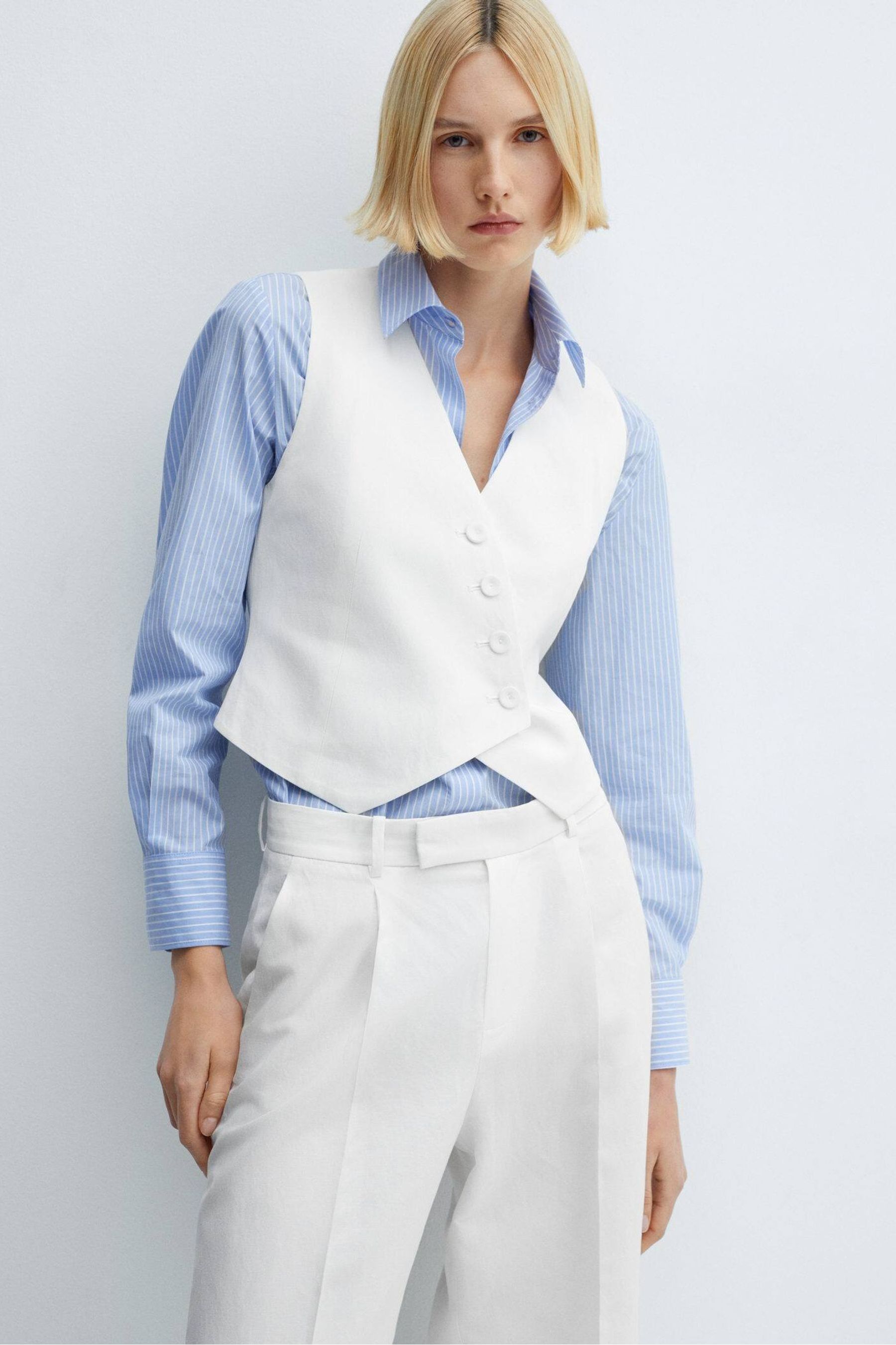 Buy Mango White Suit Waistcoat With Buttons from the Next UK online shop