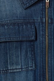 Reiss Blue Josie Junior Denim Zip-Front Playsuit - Image 4 of 4