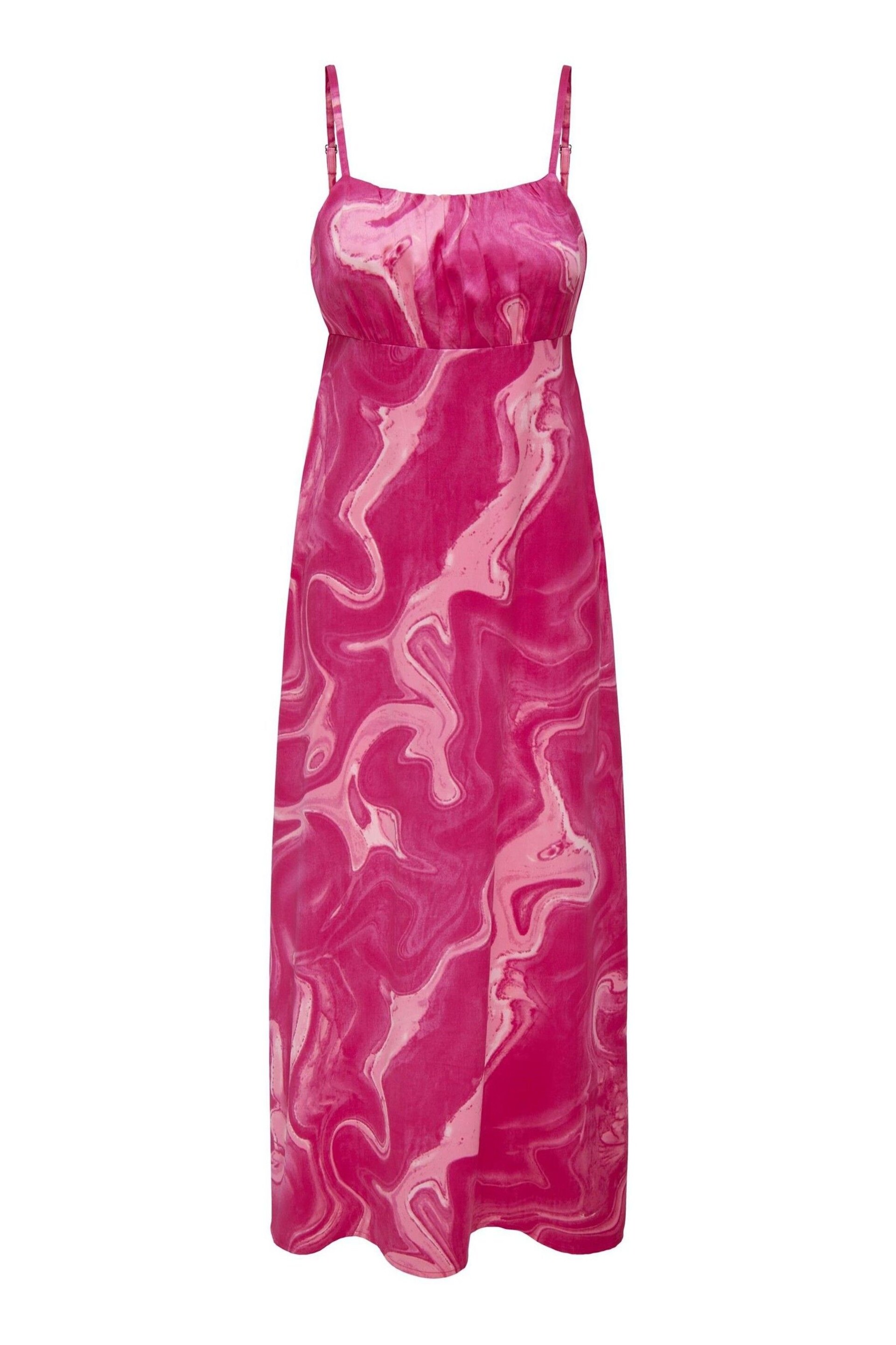ONLY Pink Marble Print Cami Ruched Detail Midi Dress - Image 4 of 5