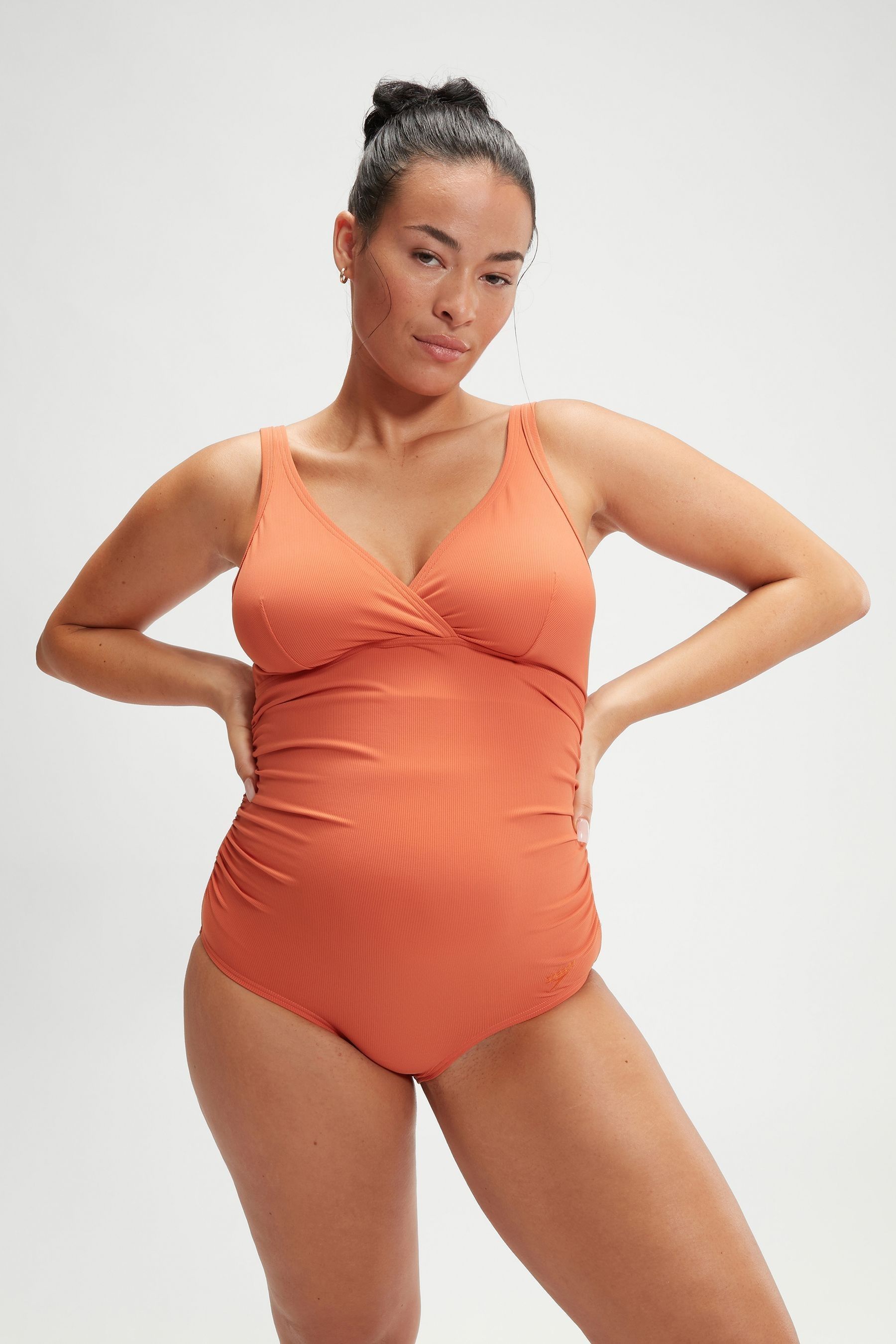 Speedo Brown Maternity Womens Adjustable U Back Swimsuit 1 Piece