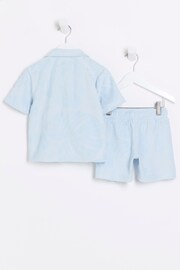 River Island Blue Boys Towelling Shirt And Shorts Set - Image 2 of 5