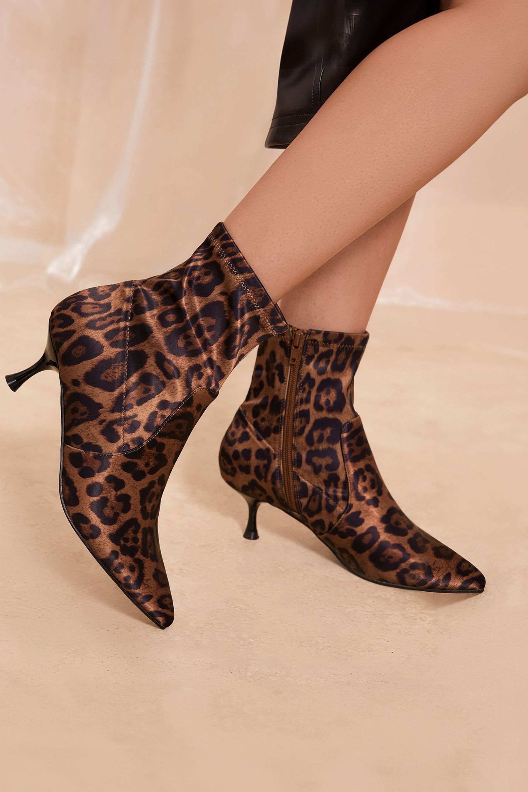 Kitten heel leopard boots deals