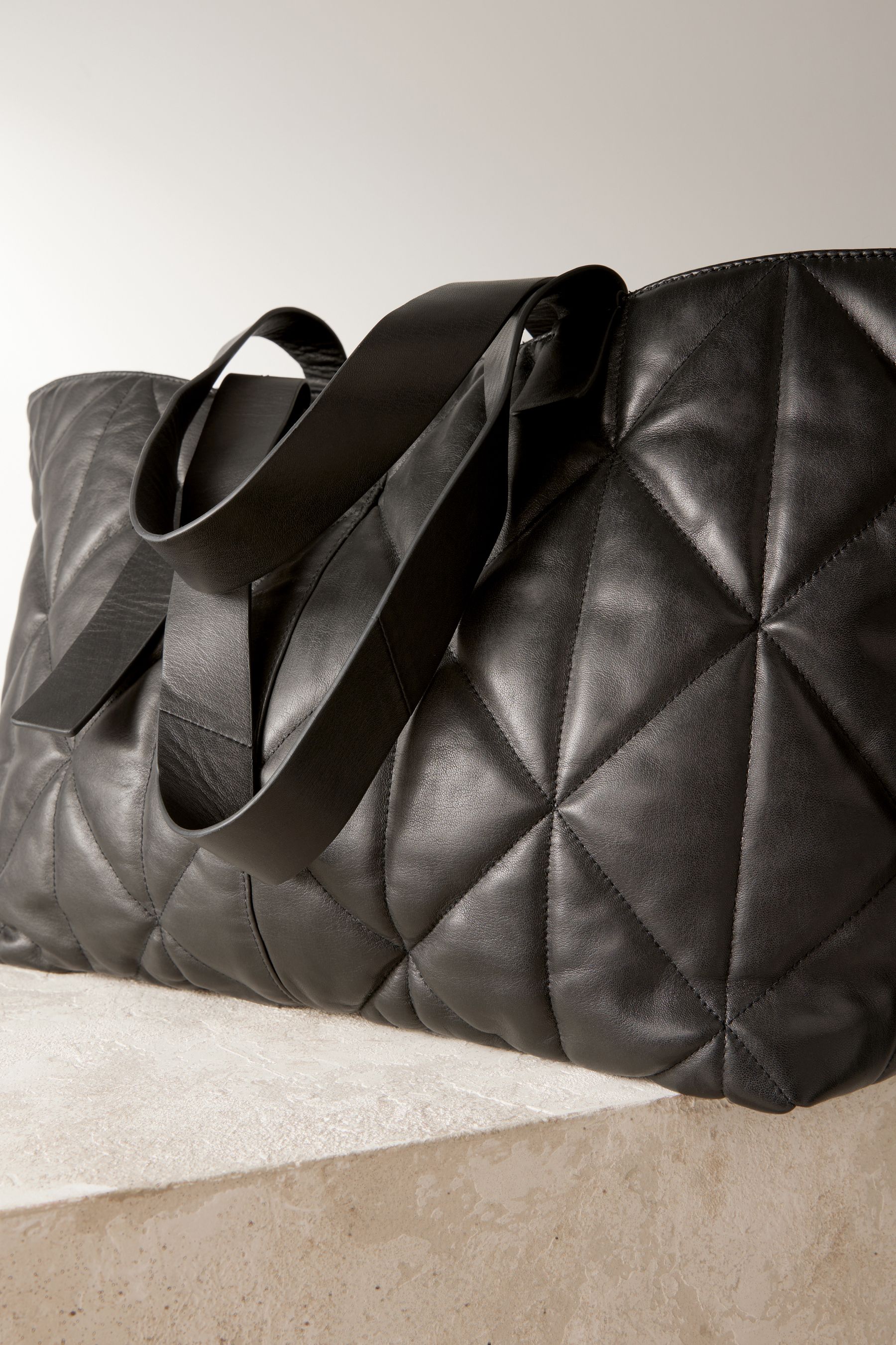 Buy Black Leather Quilted Shopper Bag from the Next UK online shop