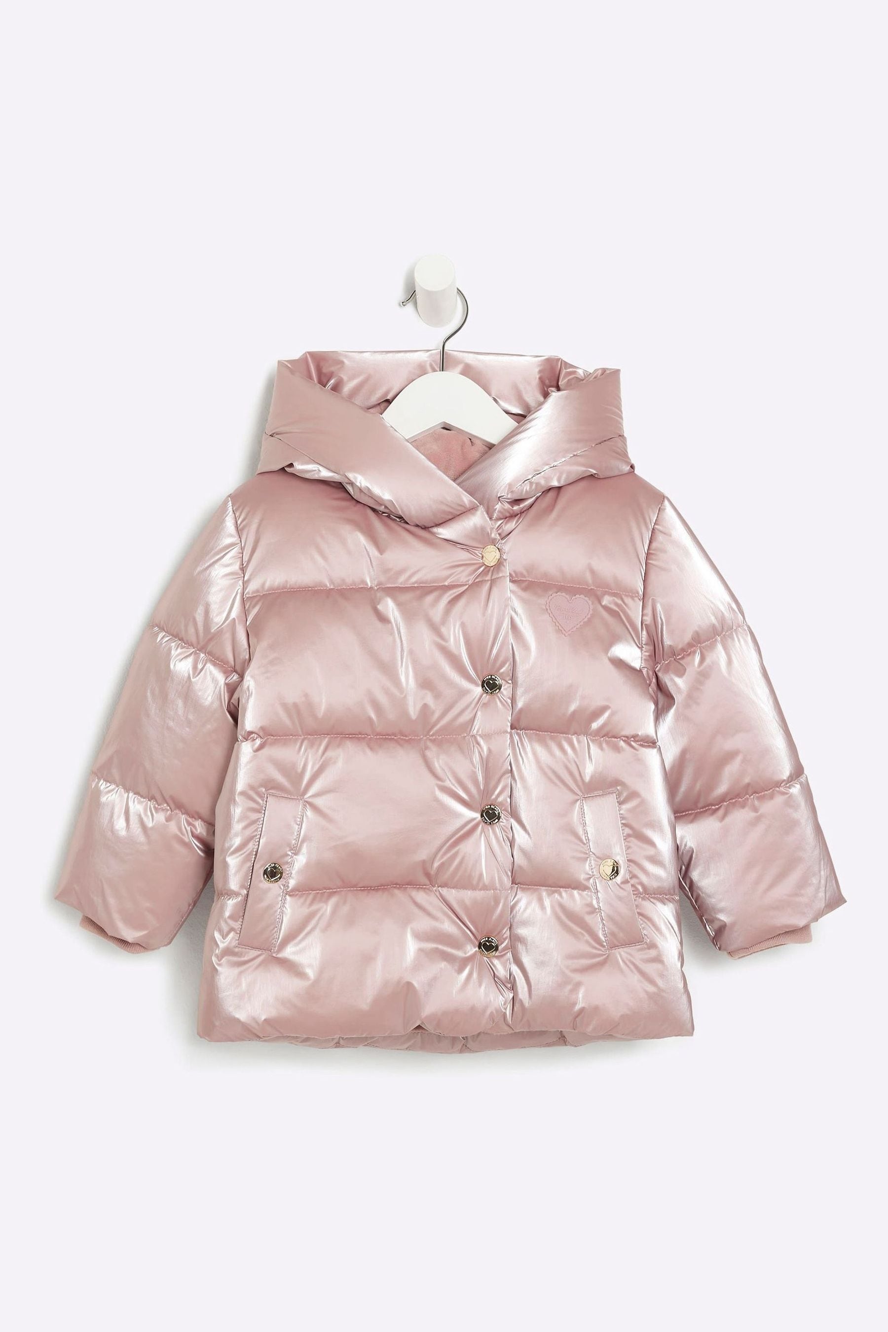 River island pink puffer coat discount