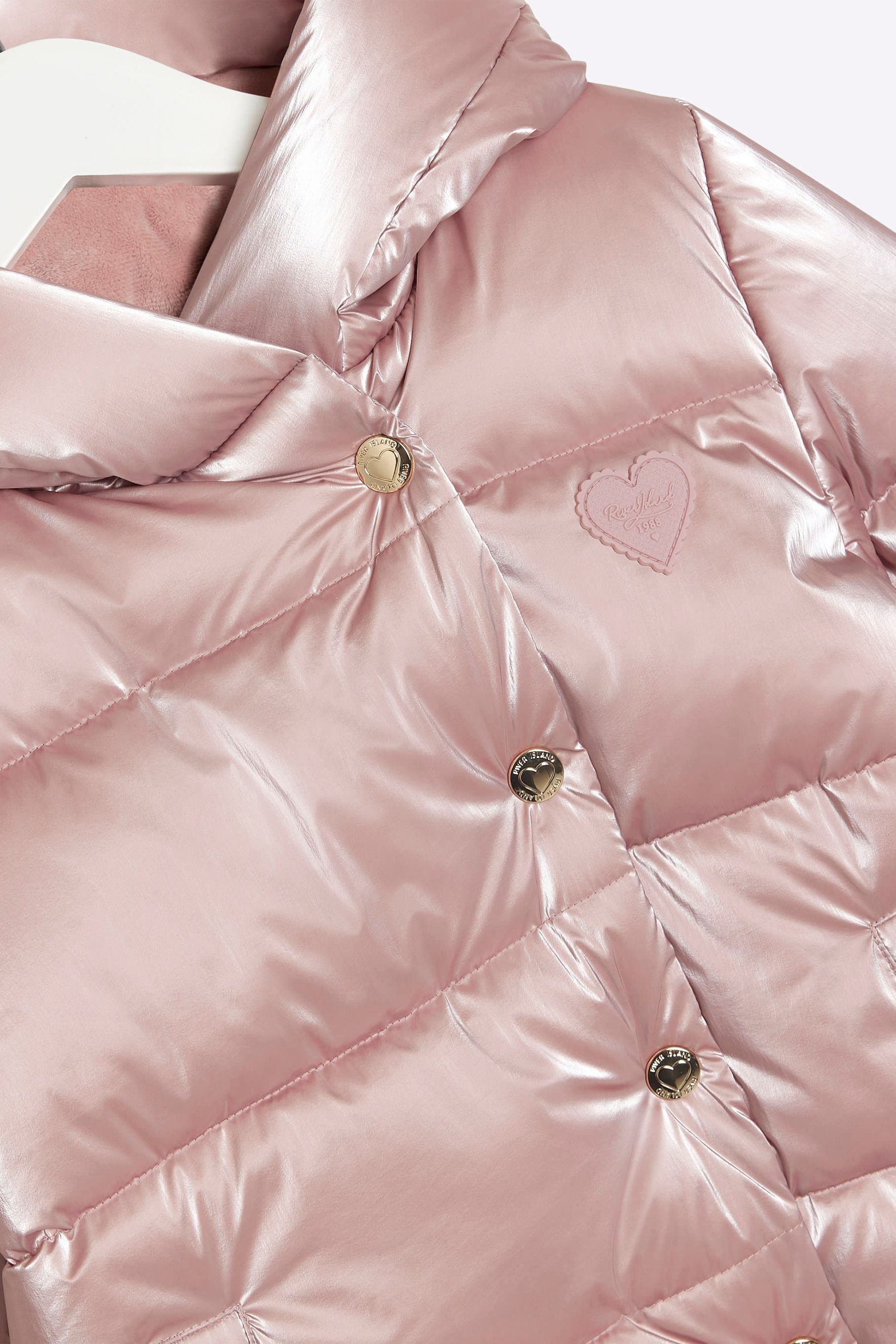 Buy River Island Pink Girls Heart Padded Puffer Coat from Next Luxembourg