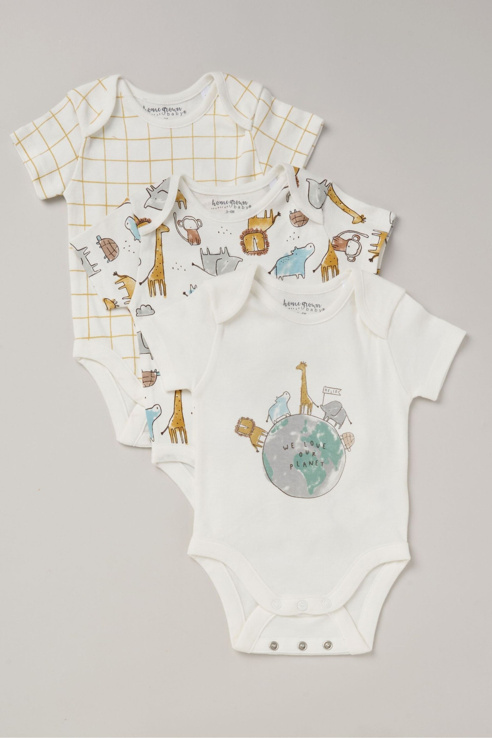 Homegrown Printed White Bodysuit Set 3 Pack - Image 1 of 4