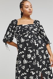 Simply Be Black Conversational Print Soft Volume Dress - Image 3 of 4