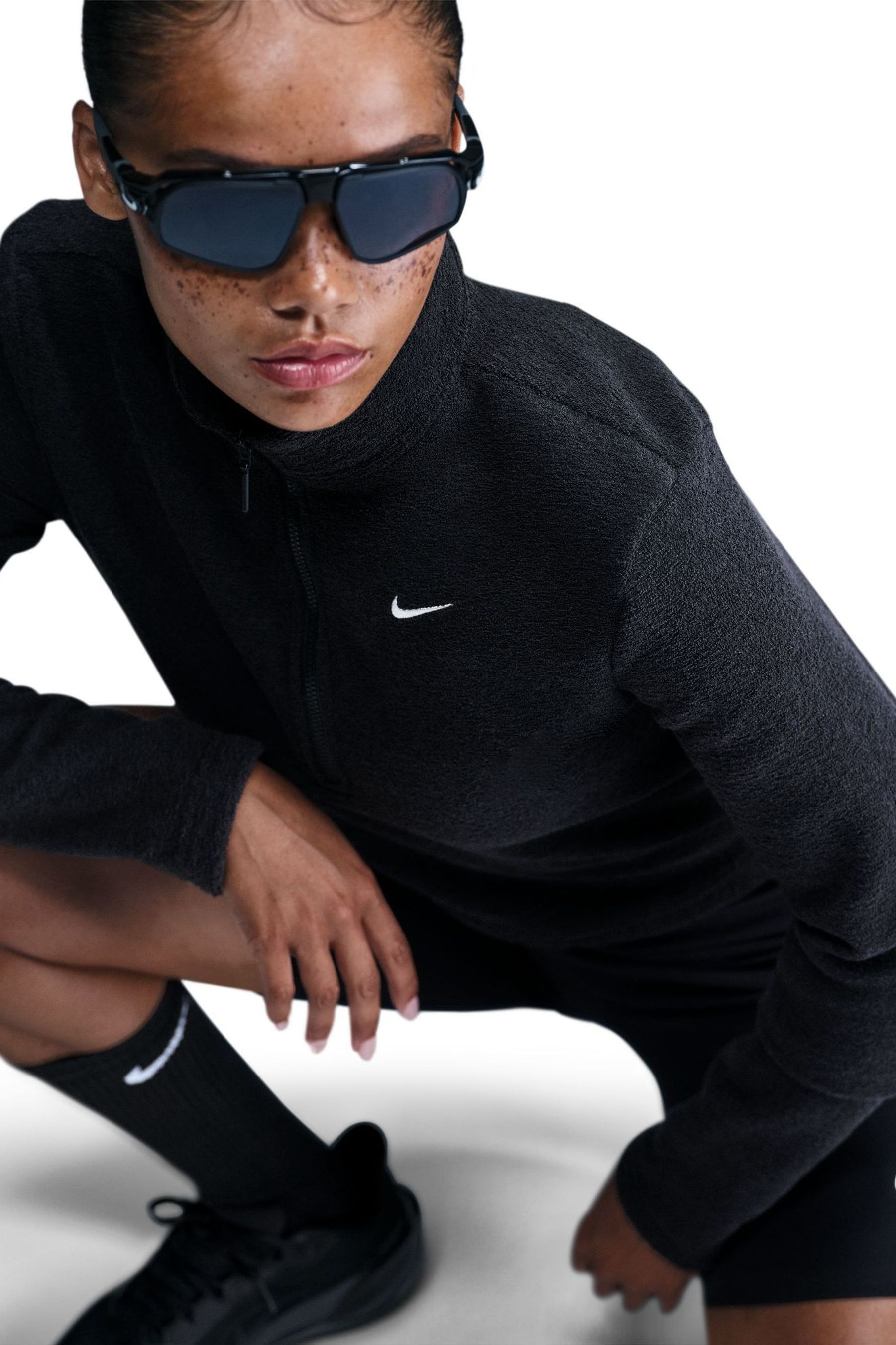 Buy Nike Black Chrome Phoenix Plush Half Zip Cozy Fleece Slim Fit Long Top from the Next UK online shop