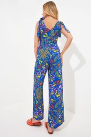 Joe Browns Blue Petite Bright Tropical Print Wide Leg Crinkle Jumpsuit - Image 3 of 5